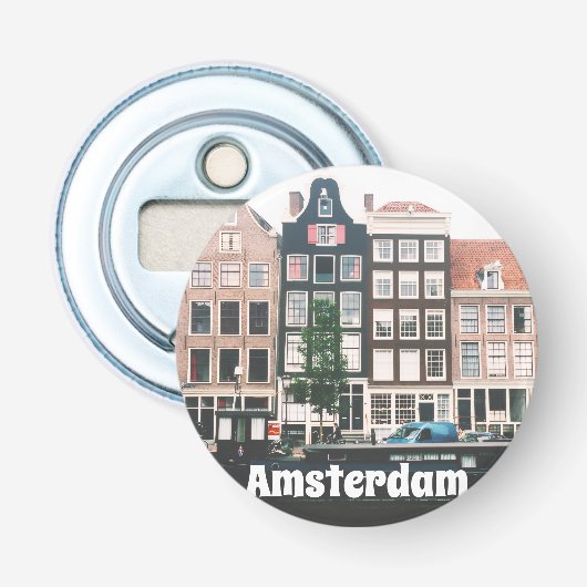 Amsterdam Reis Souvenir Button Flesopener (Voorkant)