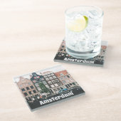 Amsterdam Reis Souvenir Glazen Onderzetter (Schuin)