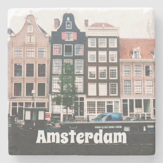 Amsterdam Reis Souvenir Stenen Onderzetter (Voorkant)