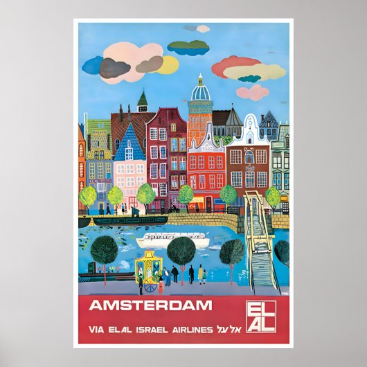 Amsterdam Reisposter Nederland Kunst Elal Poster (Voorkant)
