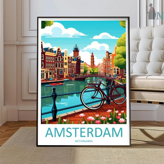 Amsterdam Reisprint Muurkunst Amsterdam Muur Kunst Poster