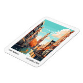 Amsterdam Retro Illustratie Reizen Magneet (Linkerzijde)