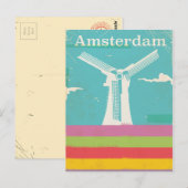 Amsterdam retro vintage poster briefkaart (Voorkant / Achterkant)
