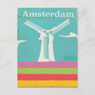 Amsterdam retro vintage poster briefkaart