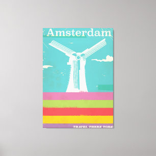 Amsterdam retro vintage poster canvas afdruk