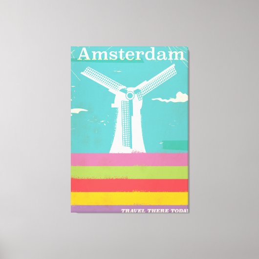 Amsterdam retro vintage poster canvas afdruk (Voorkant)
