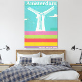 Amsterdam retro vintage poster canvas afdruk (Insitu (Slaapkamer))