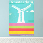 Amsterdam retro vintage reisposter canvas afdruk (Insitu (Houten vloer))