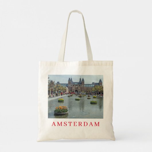 Amsterdam Rijksmuseum uitzicht canvas tas (Achterkant)