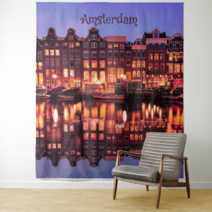 Amsterdam Rijtjeshuizen aan het Kanaal Wandkleed