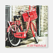 Amsterdam - Rode fiets, Nederland (Fridge Magnet) Magneet (Voorkant)