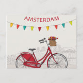 Amsterdam, rode fiets op straat, illustratie briefkaart (Voorkant)