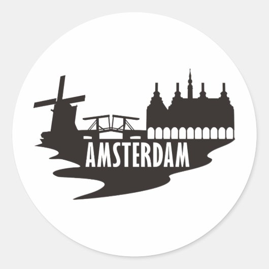 Amsterdam Ronde Sticker (Voorkant)