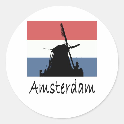 Amsterdam Ronde Sticker (Voorkant)