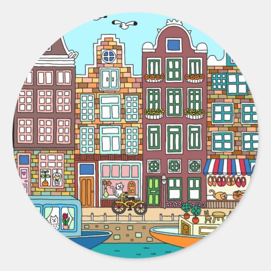 Amsterdam Ronde Sticker (Voorkant)