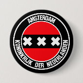 Amsterdam Round Emblem Ronde Button 7,6 Cm (Voorkant)