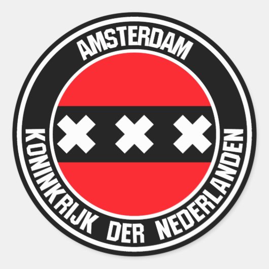 Amsterdam Round Emblem Ronde Sticker (Voorkant)