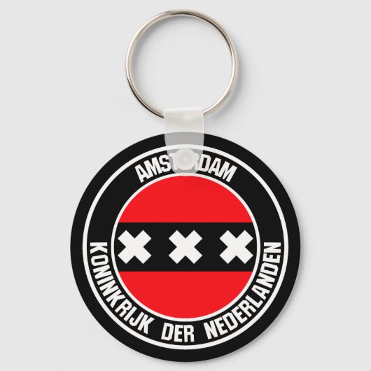 Amsterdam Round Emblem Sleutelhanger (Voorkant)