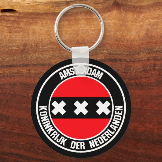 Amsterdam Round Emblem Sleutelhanger (Voorkant)