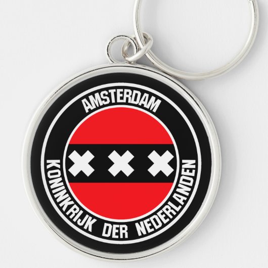 Amsterdam Round Emblem Sleutelhanger (Voorkant)