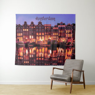 Amsterdam Row Houses op het Kanaal Wandkleed