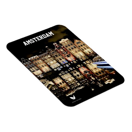 Amsterdam 's nachts - koelkast magneet (Rechterzijde)