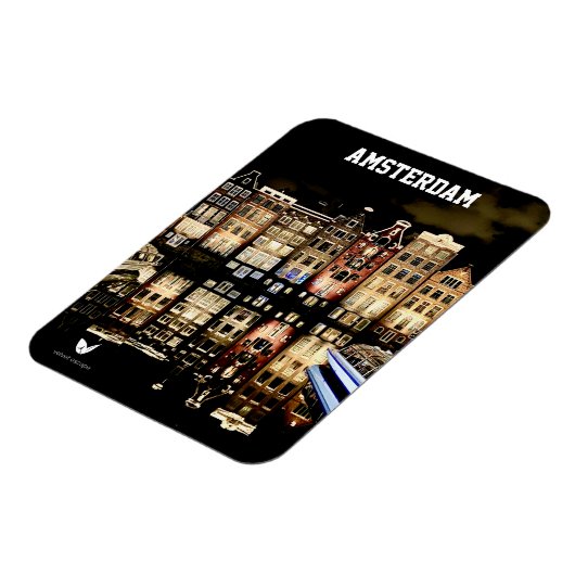 Amsterdam 's nachts - koelkast magneet (Linkerzijde)