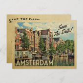 Amsterdam Save the Date Netherlands Holland Aankondigingskaart (Voorkant / Achterkant)
