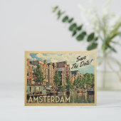 Amsterdam Save the Date Netherlands Holland Aankondigingskaart (Staand voorkant)