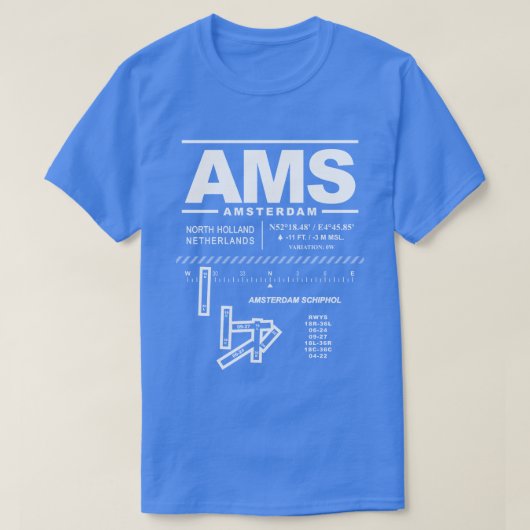 Amsterdam Schiphol Airport AMS T-shirt (Design voorkant)