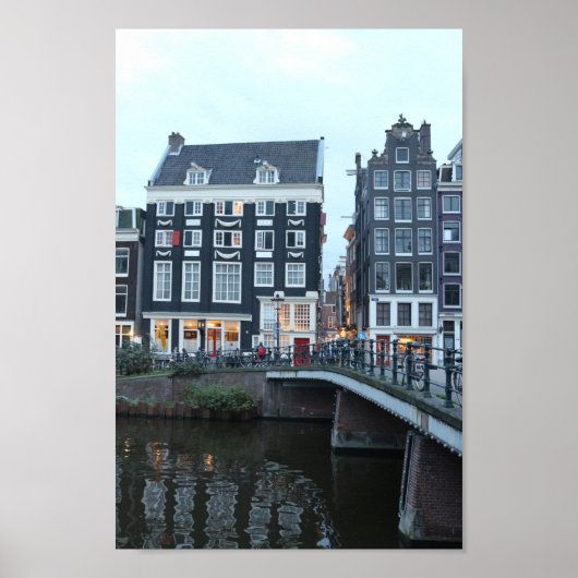 Amsterdam Singel Canal Evening Foto Poster (Voorkant)