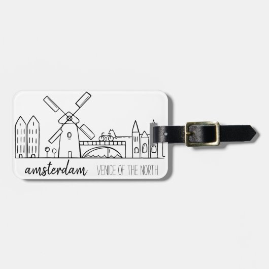 Amsterdam Skyline Bagagelabel (Voorkant horizontaal)