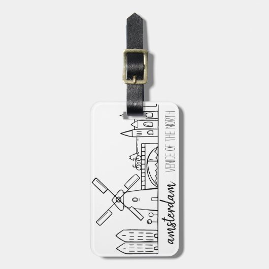 Amsterdam Skyline Bagagelabel (Voorkant verticaal)