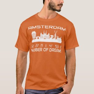 Amsterdam Skyline GPS coördinaten City Dream City T-shirt