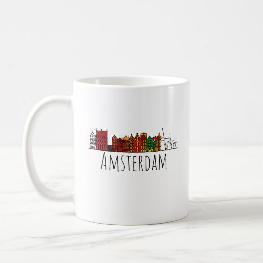 Amsterdam Skyline Holland Love Travel Destination Koffiemok (Links)