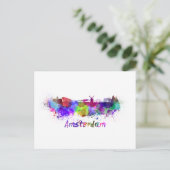 Amsterdam skyline in waterverf briefkaart (Staand voorkant)