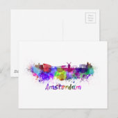 Amsterdam skyline in waterverf briefkaart (Voorkant / Achterkant)