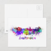 Amsterdam skyline in waterverf briefkaart (Voorkant / Achterkant)
