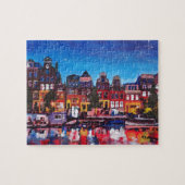 Amsterdam Skyline met kanaal 's nachts Legpuzzel (Horizontaal)