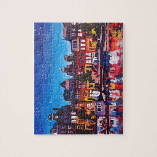 Amsterdam Skyline met kanaal 's nachts Legpuzzel (Verticaal)