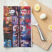 Amsterdam Skyline met kanaal 's nachts Theedoek (Quarter Fold)