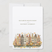Amsterdam Skyline Nederlande Save-the-Date Kaart (Achterkant)