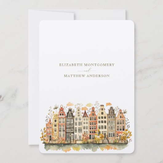 Amsterdam Skyline Nederlande Save-the-Date Kaart (Achterkant)
