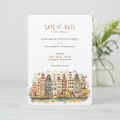 Amsterdam Skyline Nederlande Save-the-Date Kaart (Staand voorkant)