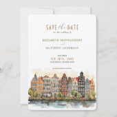 Amsterdam Skyline Nederlande Save-the-Date Kaart (Voorkant)