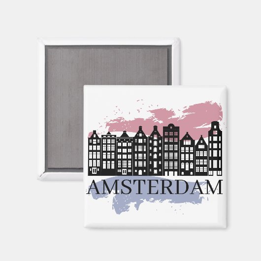 Amsterdam skyline-ontwerp 3 magneet (Voorkant / Achterkant)