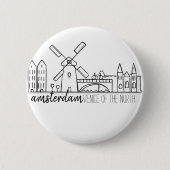 Amsterdam Skyline Ronde Button 5,7 Cm (Voorkant)