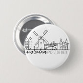 Amsterdam Skyline Ronde Button 5,7 Cm (Voorkant /achterkant)