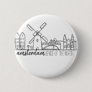 Amsterdam Skyline Ronde Button 5,7 Cm