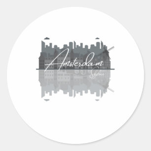Amsterdam Skyline Ronde Sticker